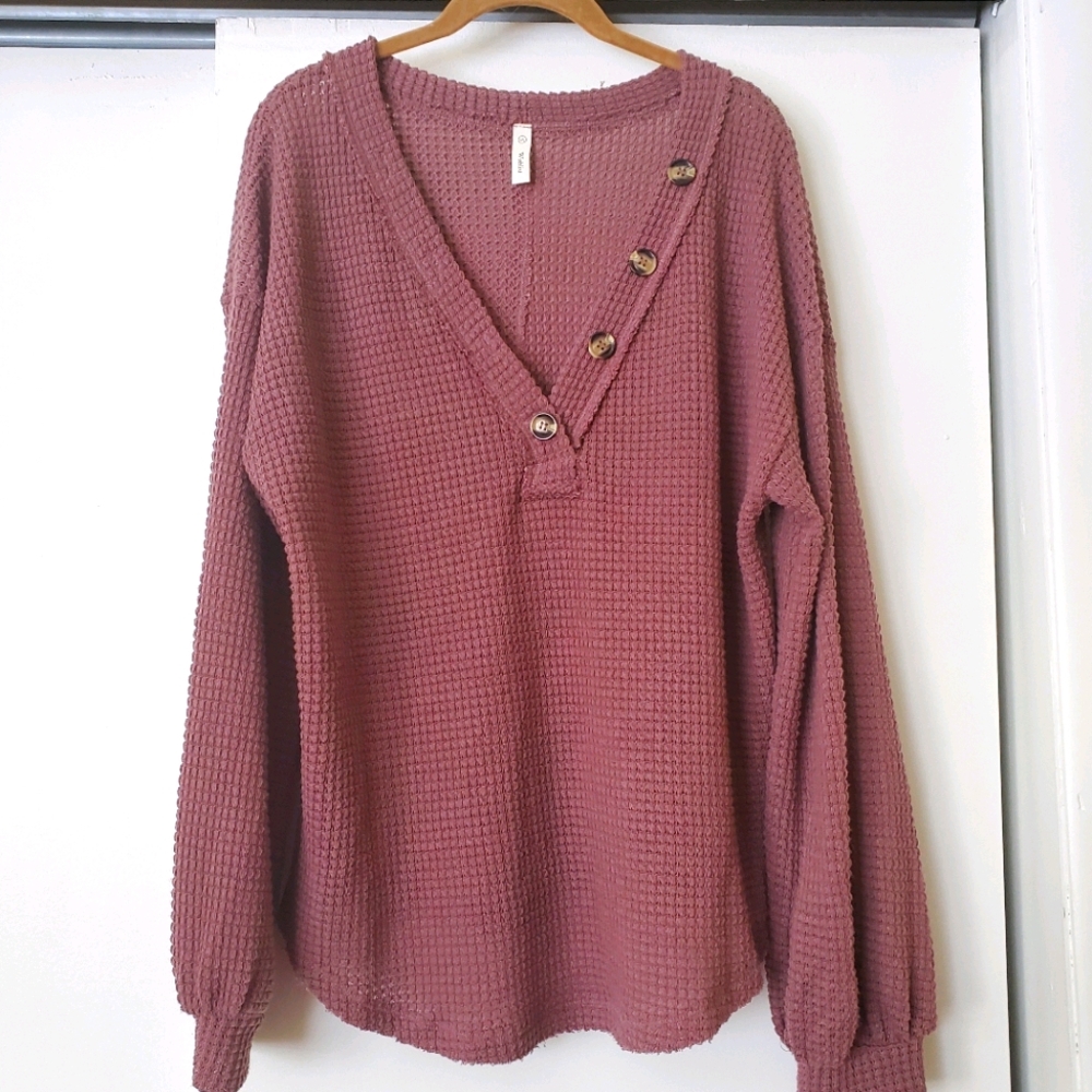 Wishlist waffle knit with dolman sleeve shirt